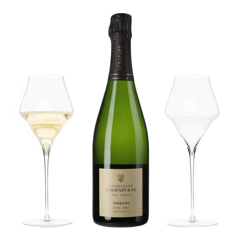Pascal Agrapart Terroirs Blanc de Blancs Grand Cru Extra Brut + JOSEPHINE No 4 – Champagne Gift Box (2 Glass)